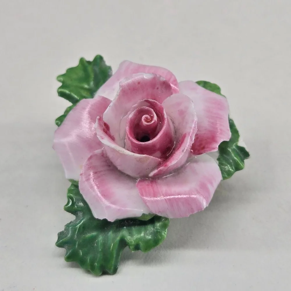 Vintage Royal Adderley Women's Brooch England China Pink Rose Floral Pin